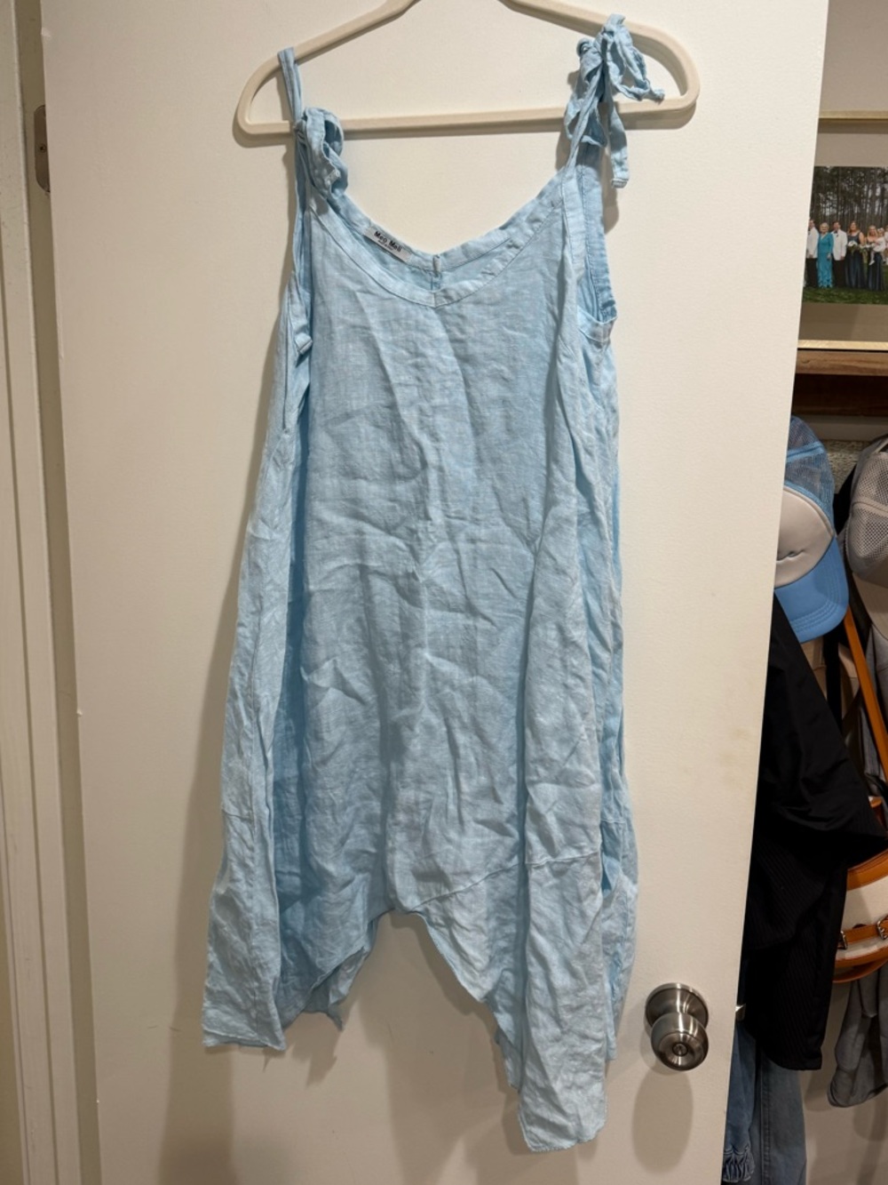 Light Blue Asymmetrical Women's Dress - Casual Tie-Strap Sundress